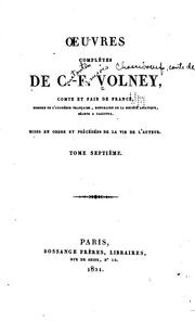 Cover of: Oeuvres complètes de C. F, Volney...