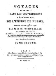 Voyages entrepris dans les gouvernemens méridionaux de l'empire de Russie, dans les années 1793 .. by Peter Simon Pallas