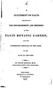 Cover of: A Statement of Facts Relative to the Establishment and Progress of the Elgin Botanic Garden, and ...