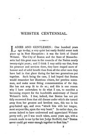 Cover of: Webster Centennial: A Discourse Delivered on the Hundredth Anniversary of the Birth of Daniel ...