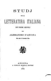 Cover of: Studj sulla letteratura italiana de'primi secoli