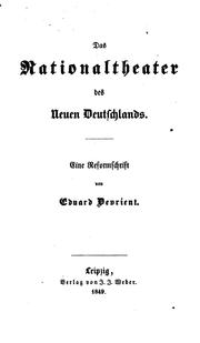 Cover of: Das Nationaltheater des neuen Deutschlands