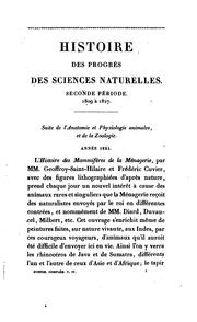 Cover of: Histoire des progrès des sciences naturelles depuis 1789 jusqu'à ce jour ..