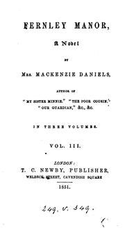 Cover of: Fernley manor, by mrs. Mackenzie Daniels