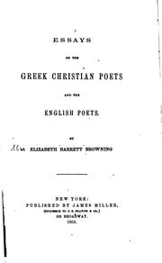 Cover of: The Greek Christian Poets and the English Poets