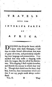 Cover of: Travels into the interior parts of Africa: By the Way of the Cape of Good ... by François Le Vaillant