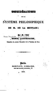 Cover of: Considérations sur le système philosophique de M. de La Mennais
