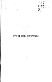 Cover of: Studi sul Leopardi by Bonaventura Zumbini