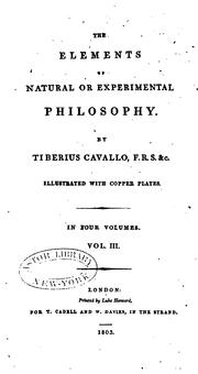 Cover of: The Elements of Natural Or Experimental Philosophy