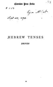 Cover of: A Treatise on the Use of the Tenses in Hebrew by S. R. Driver