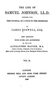 Cover of: The Life of Samuel Johnson, LL. D.: Together with The Journal of a Tour to the Hebrides by James Boswell