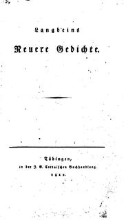 Cover of: Langbeins neuere Gedichte