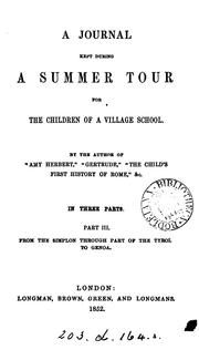 Cover of: A journal kept during a summer tour, by the author of 'Amy Herbert'.