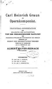 Cover of: Carl Heinrich Graun als Opernkomponist by Albert Mayer-Reinach