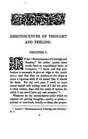 Cover of: Reminiscences of Thought and Feeling.