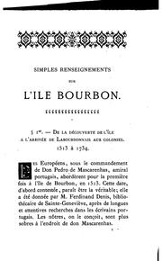 Cover of: Simples renseignements sur l'Ile Bourbon