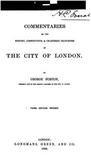 Cover of Commentaries on the History, Constitution, and Chartered Franchises of the City of London