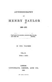 Cover of Autobiography of henry taylor by [name missing]