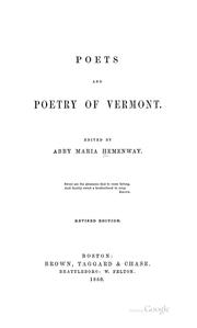 Cover of: Poets and Poetry of Vermont by Abby Maria Hemenway, Abby Maria Hemenway