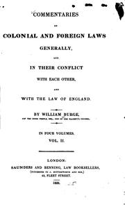 Cover of: Commentaries on Colonial and Foreign Laws: Generally, and in Their Conflict with Each Other, and ...