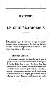 Cover of: Rapport de l'Académie royale de médecine sur la choléra-morbus by Académie de médecine (France)