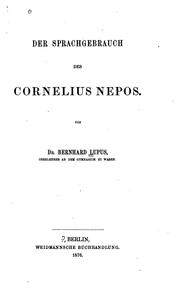 Cover of: Der Sprachgebrauch des Cornelius Nepos