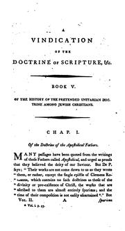 Cover of: A Vindication of the Doctrine of Scripture,: Concerning the Deity of Christ: in Reply to Dr ...