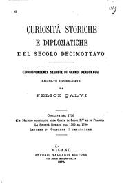 Cover of: Curiosita storiche e diplomatiche del secolo decimottavo