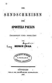 Cover of: Die Sendschreiben des Apostels Paulus by Heinrich Ewald