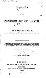 Cover of: Essays on the Punishment of Death by Charles Spear