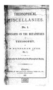 Thoughts on the Metaphysics of Theosophy by S. Sandaram Iyer