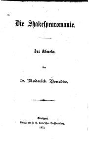 Cover of: Die Shakespearomanie: Zur Abwehr