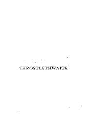 Cover of: Throstlethwaite, by Susan Morley by Sarah Frances Spedding