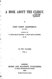 Cover of: A Book about the Clergy by John Cordy Jeaffreson, John Cordy Jeaffreson