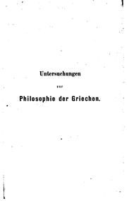 Cover of: Untersuchungen zur Philosophic der Griechen
