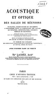 Cover of: Acoustique et optique des salles de réunions