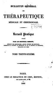 Cover of: Bulletin général de thérapeutique médicale, chirurgicale, obstétricale et pharmaceutique by Societe de thérapeutique