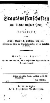 Cover of: Die Staatswissenschaften im Lichte unsrer Zeit