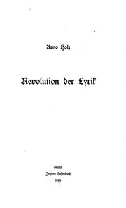 Cover of: Revolution der Lyrik by Arno Holz, Arno Holz