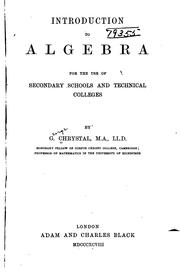 Cover of: Introduction to Algebra: For the Use of Secondary Schools and Technical Colleges