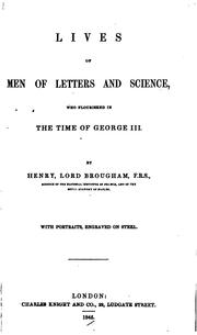 Cover of: Lives of Men of Letters and Science, who Flourished in the Time of George III