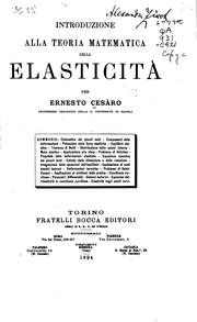 Cover of: Introduzione alla teoria matematica della elasticitá ...