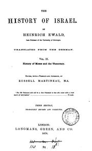 Cover of: The history of Israel, tr., ed. by R. Martineau (J.E. Carpenter, J.F. Smith). by Heinrich Ewald