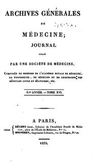 Cover of: Archives générales de médecine by [name missing]