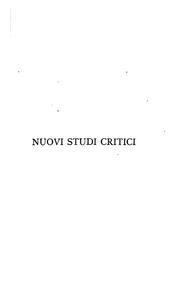 Cover of: Nuovi studi critici
