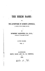 Cover of: The hekim bashi: or, The adventures of Giuseppe Antonelli