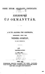Cover of: Codex diplomaticus Arpadianus continuatus =: Árpádkori új okmánytár