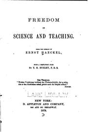 Cover of: Freedom in Science and Teaching by Ernst Haeckel