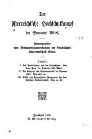 Cover of: Der österreichische Hochschulkampf im Sommer 1908