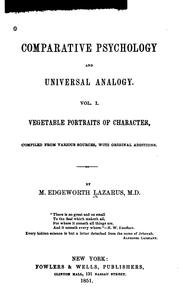 Cover of: Comparative Psychology and Universal Analogy by M. Edgeworth Lazarus